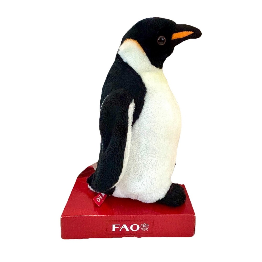 FAO Schwarz Emperor Penguin Stuffed Plush Animal Black White Toy